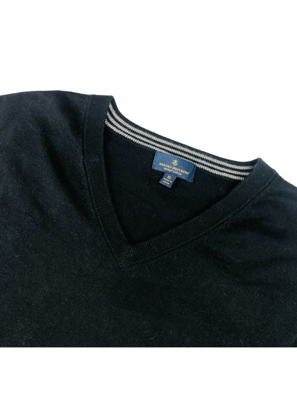 Brooks Brothers Men's Supima Cotton V-Neck Sweater Black• XL